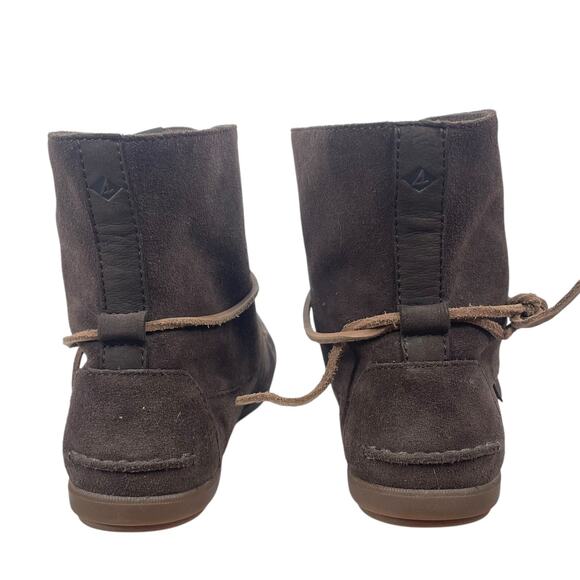 Sperry Coil Hook Moccasin Ankle Boots Suede Dark Brown Size 8.5M - Picture 6 of 9